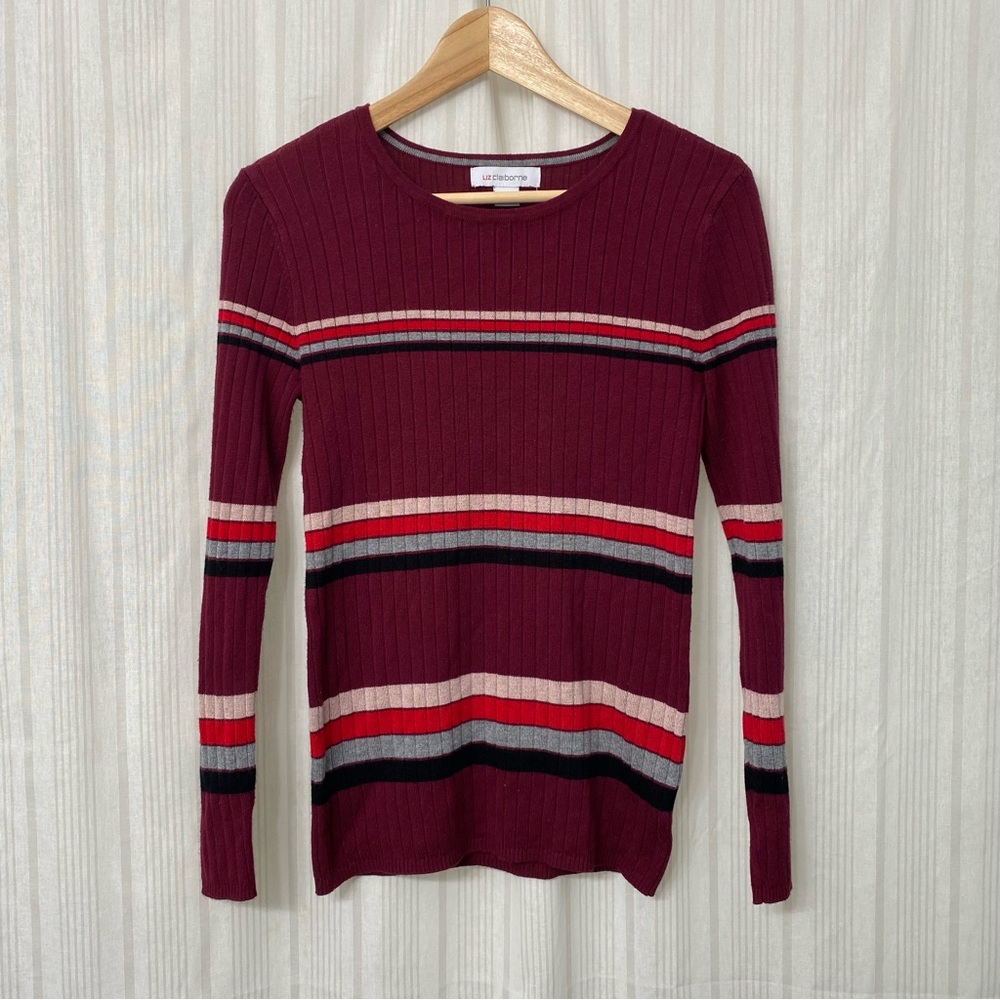 🌈5/$25 BUNDLE! Liz Claiborne long sleeve button detail striped light sweater